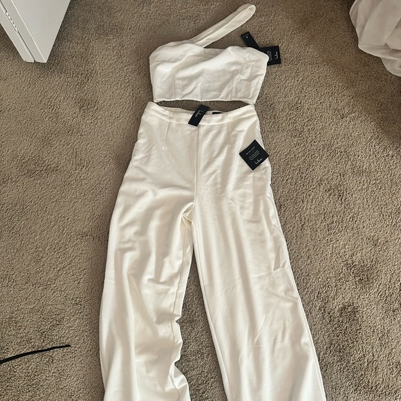 Lulus Flaunt It Like That White One-shoulder Two-piece Jumpsuit - Size M - Picture 2 of 4